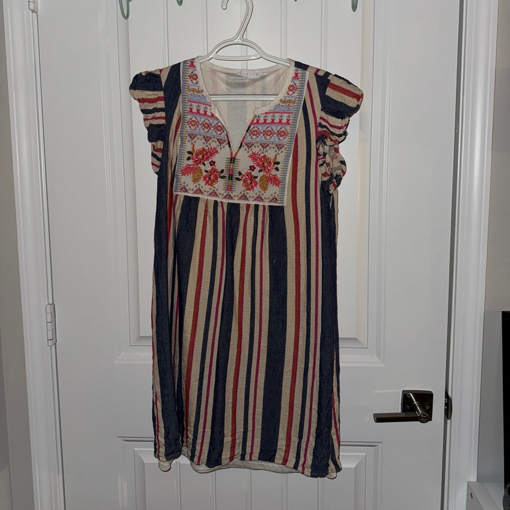THML Striped Mini Dress - Blue, Red, Cream